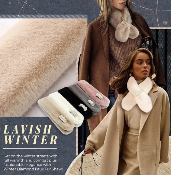 Зимен диамантен шал от изкуствена кожа - Image 3